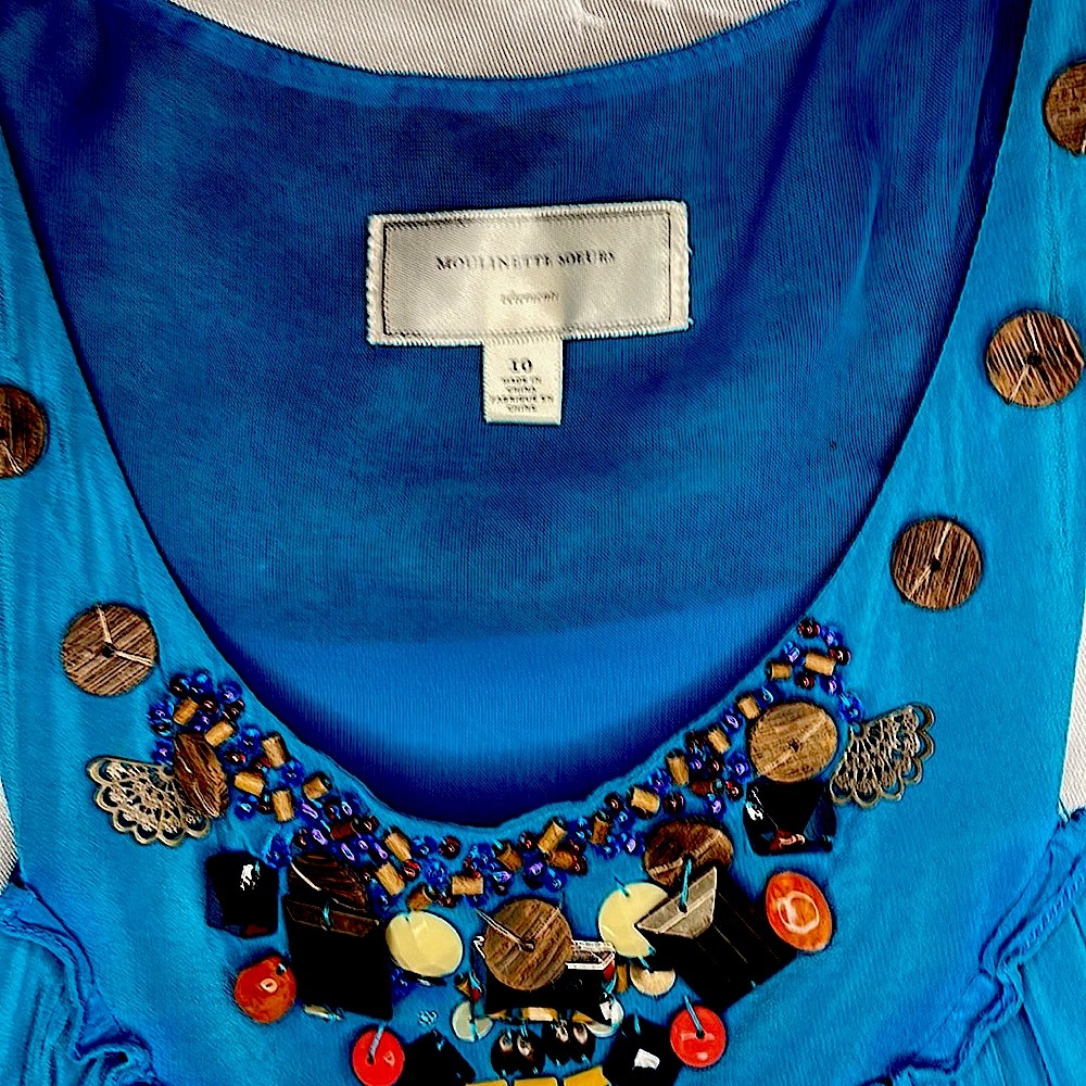🎉HP!🎉Anthropologie Moulinette Souers silk dress w embellishments